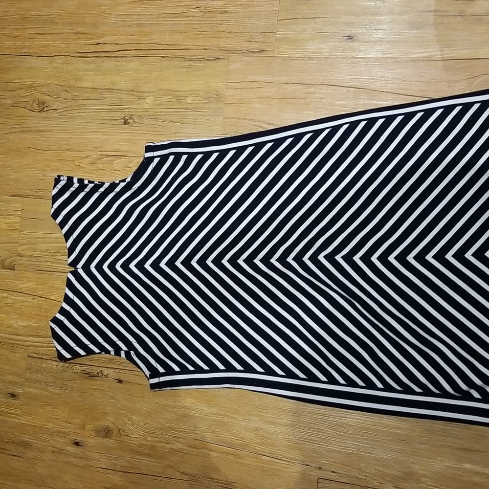 Talbots Plus sleeveless dress back zipper sz X EUC Navy/white chevron pattern - Picture 3 of 8